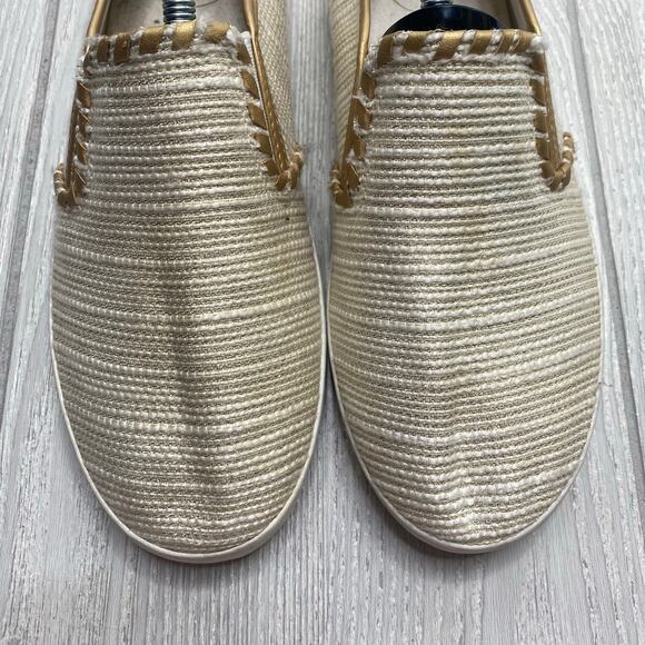 Jack Rogers Women's Ecru Cream & Gold Baldwin Slip On Sneakers Size 10 - Picture 11 of 11